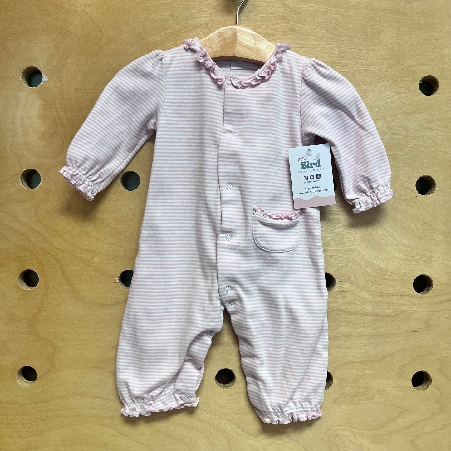 Pink Striped Snap Romper