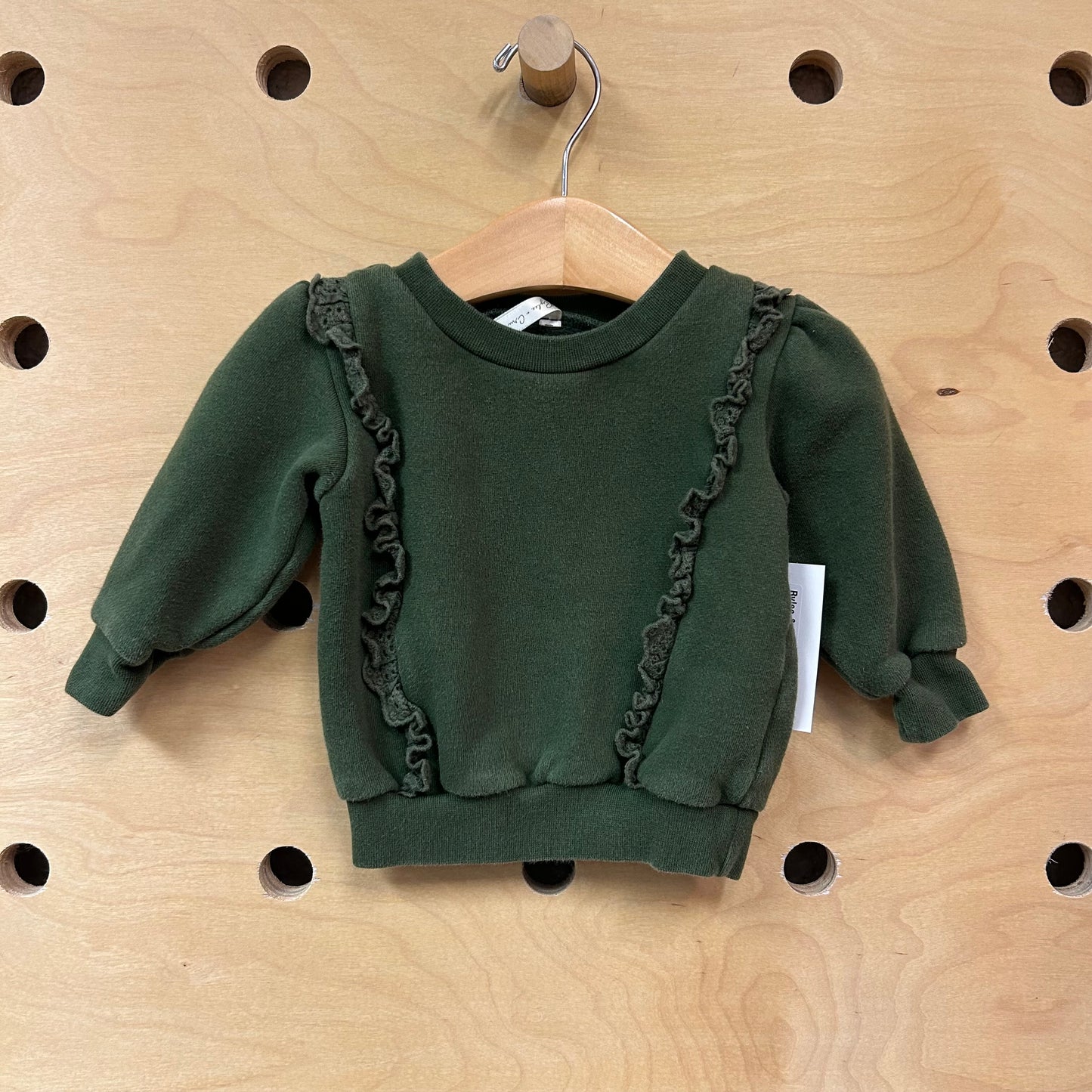 Forest Green Eyelet Ruffle Pullover