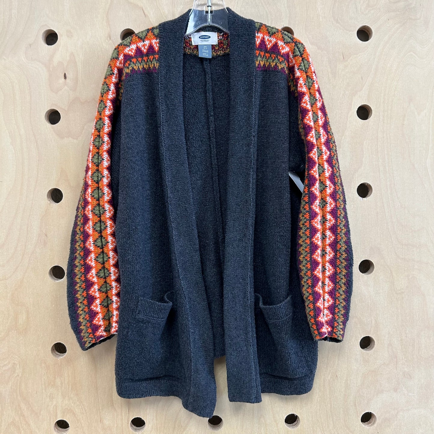 Grey Colorful Sleeve Cardigan