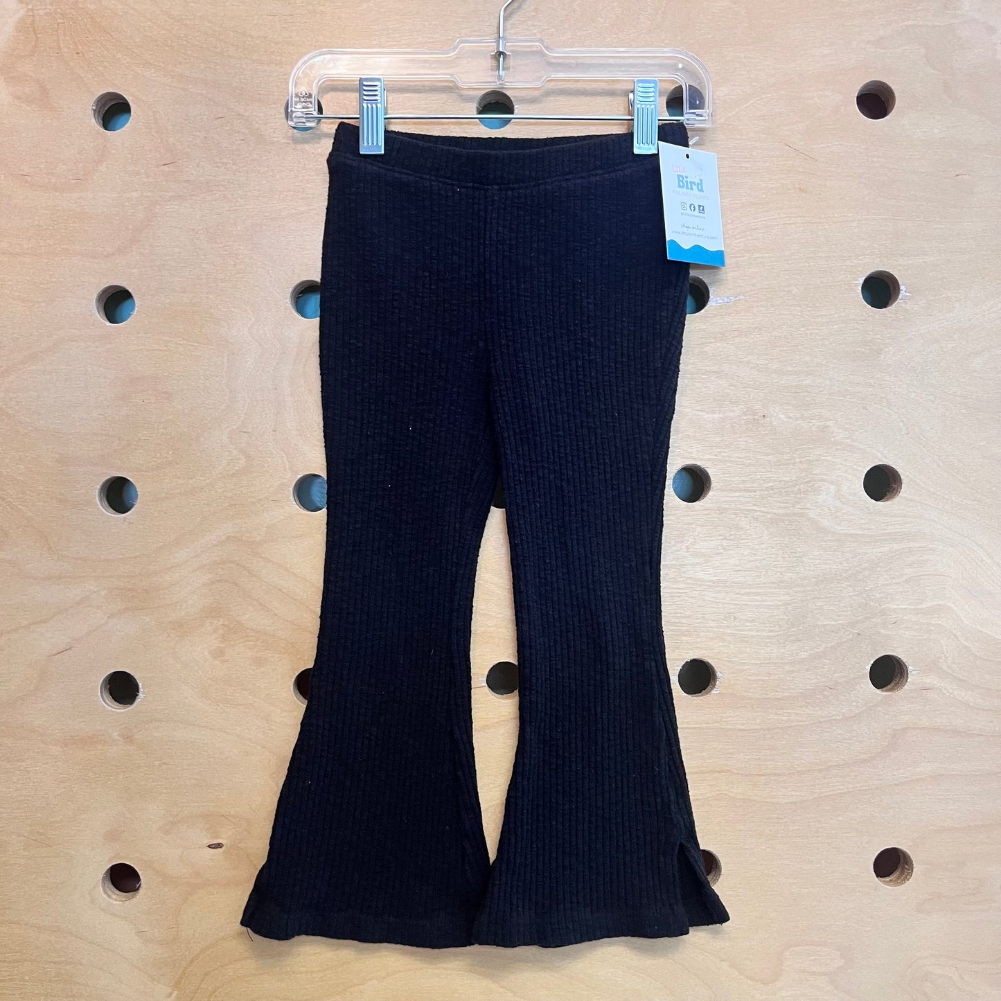 Black Ribbed Flare Leggings