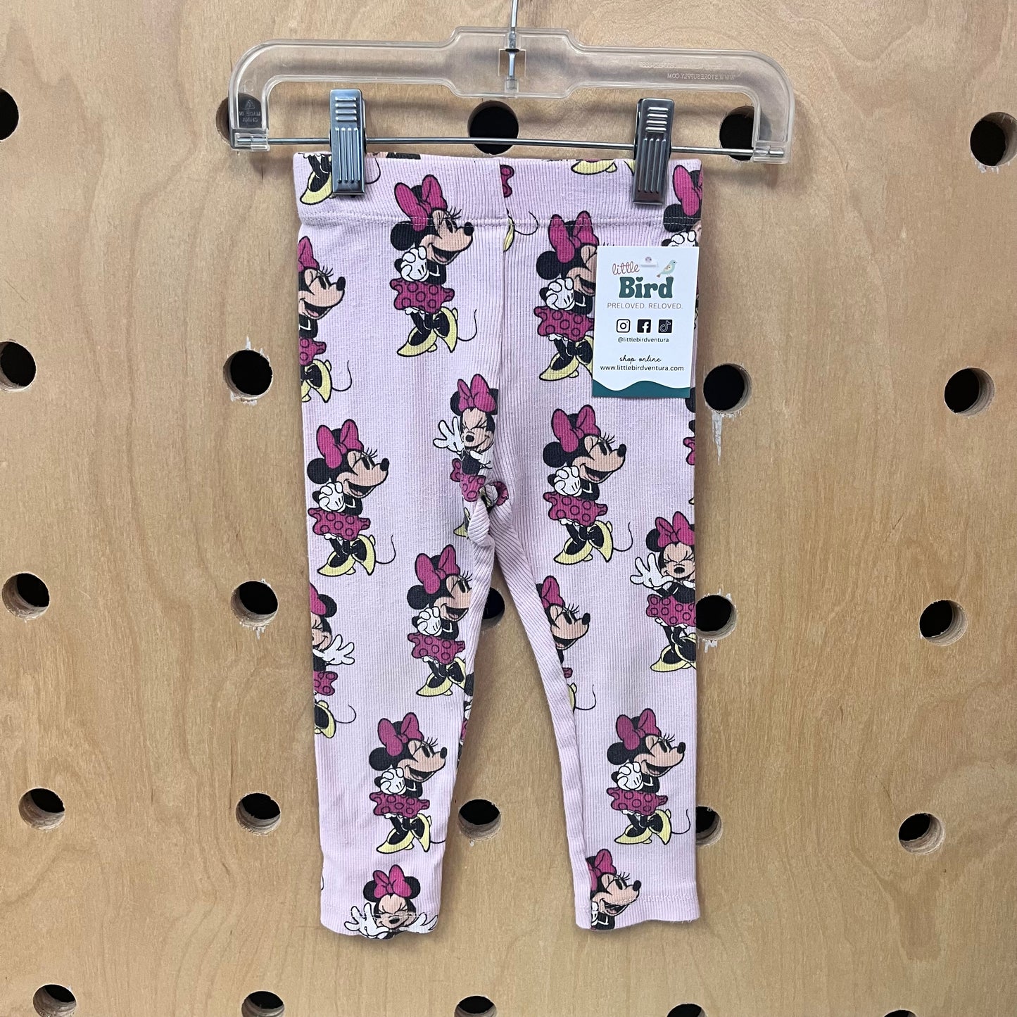 Pink Ribbed Minnie Leggings
