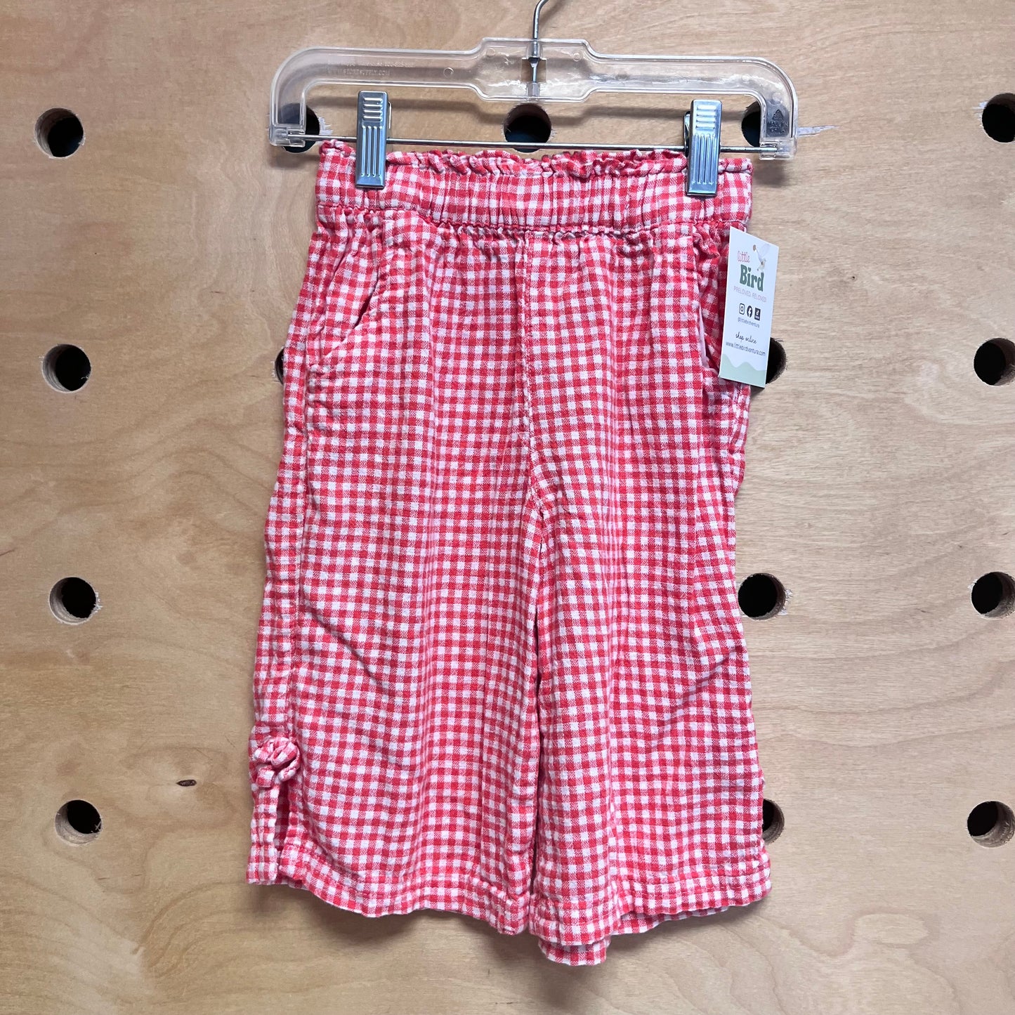 Red Checkered Side Bow Pants