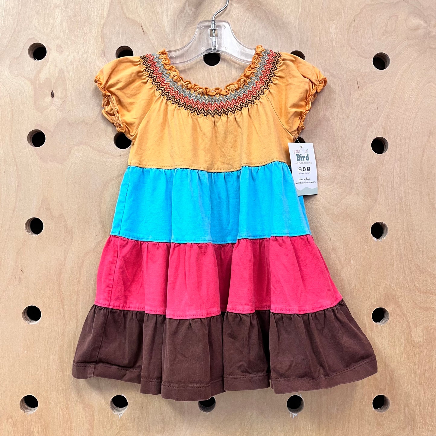 Colorblock Smocked Collar Dress