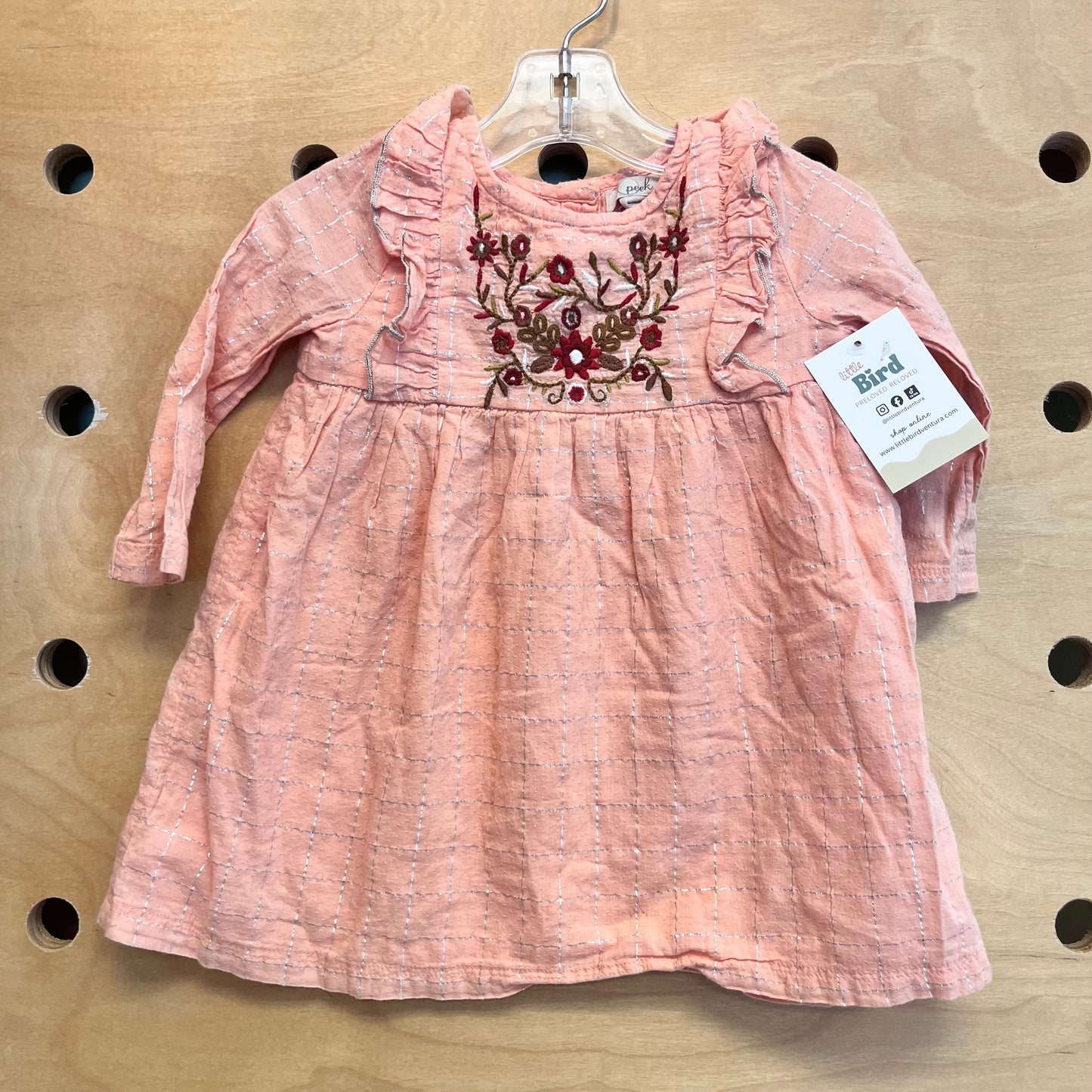 Peach Embroidered Sparkle Dress