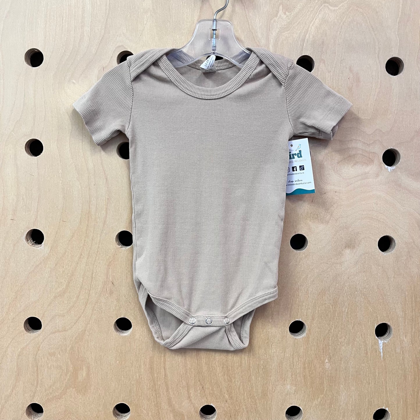 Organic Beige Ribbed Onesie