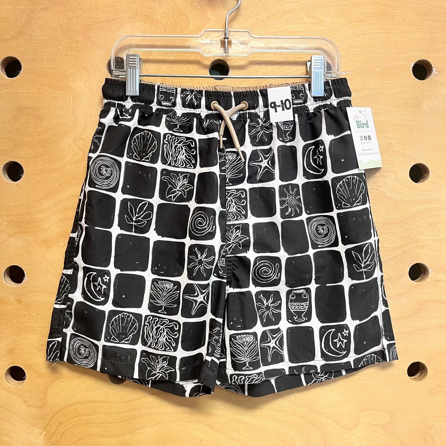 Black/White Sea Shells Swim Trunks NEW!