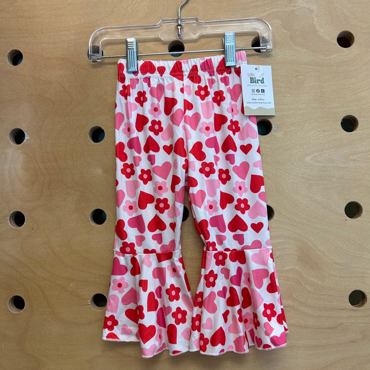 White Hearts/Flowers Bell Bottoms