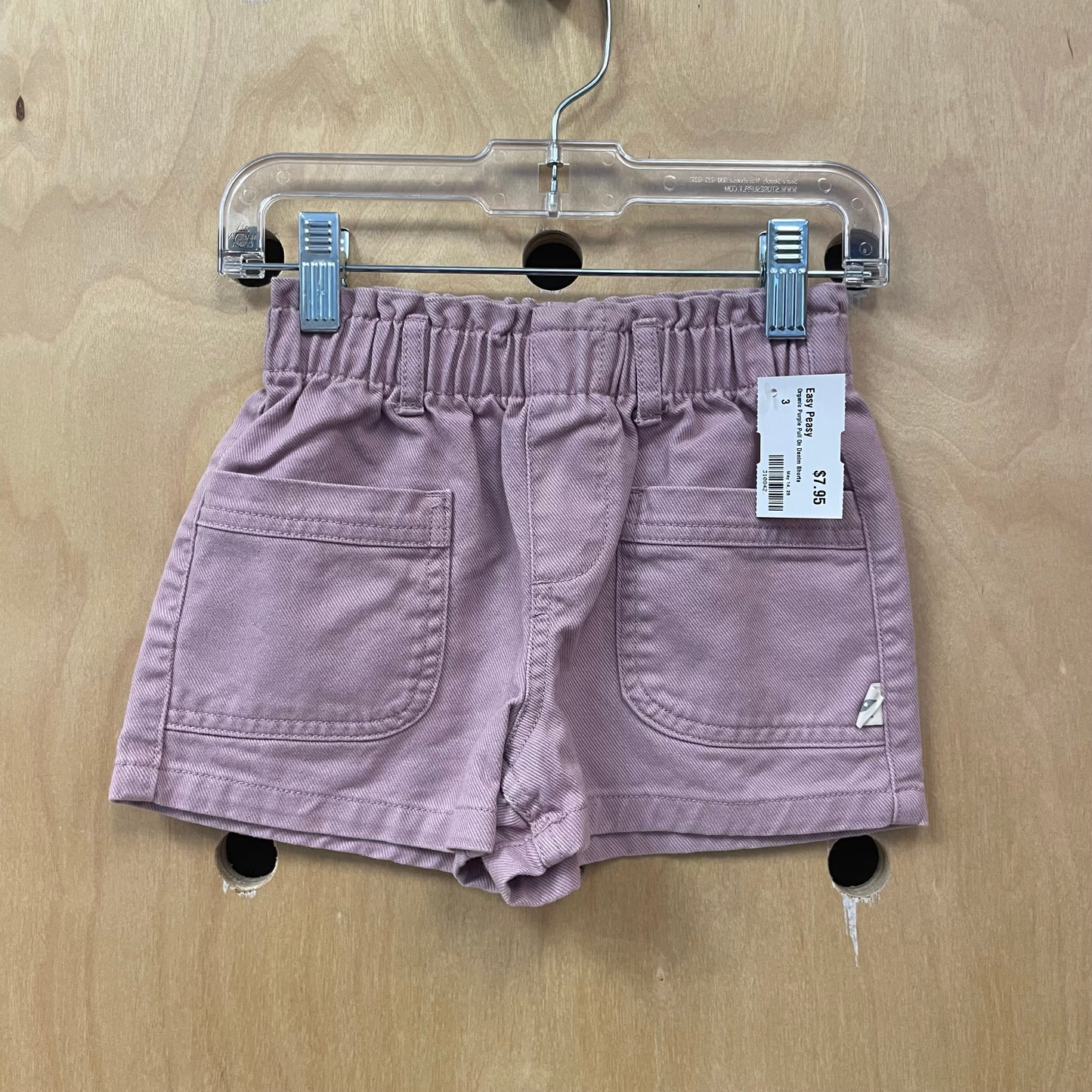 Organic Purple Pull On Denim Shorts