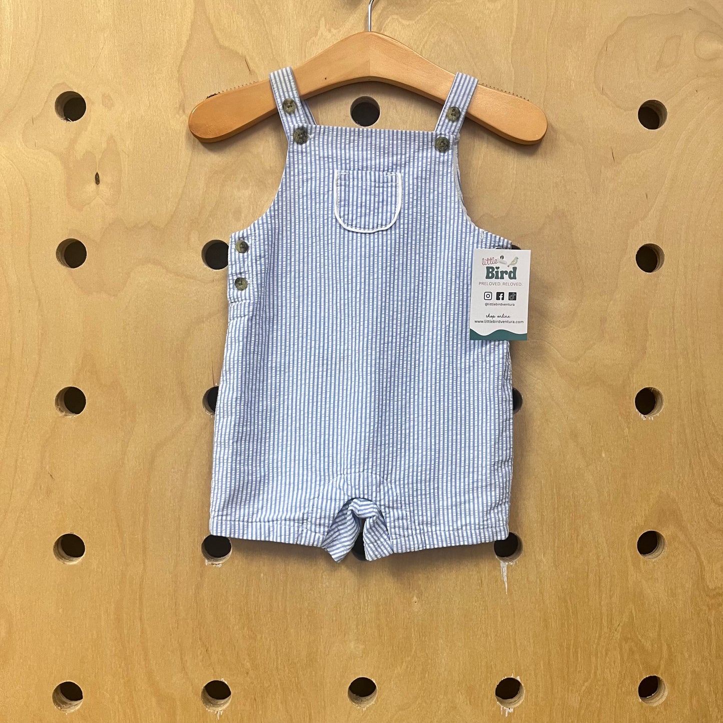 Blue Striped Seersucker Shortalls