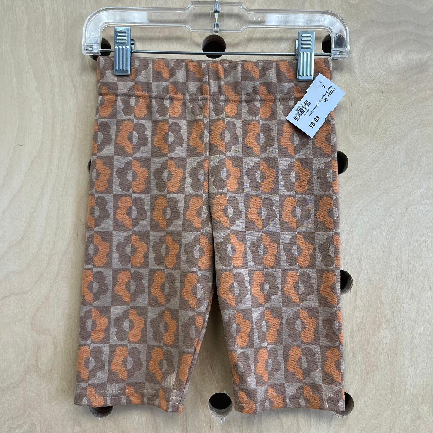 Brown & Orange Retro Flower Shorts