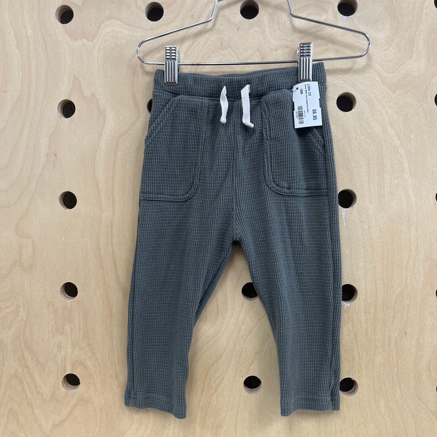 Grey Waffle Knit Drawstring Pants