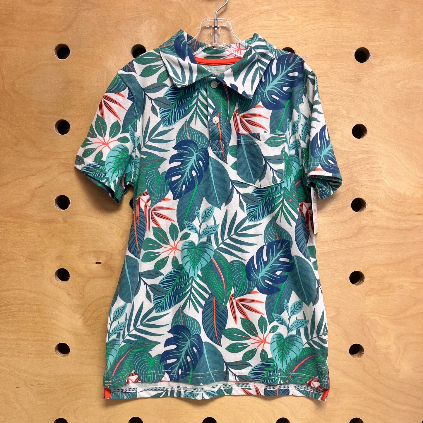 White/Green Leaves Button Up