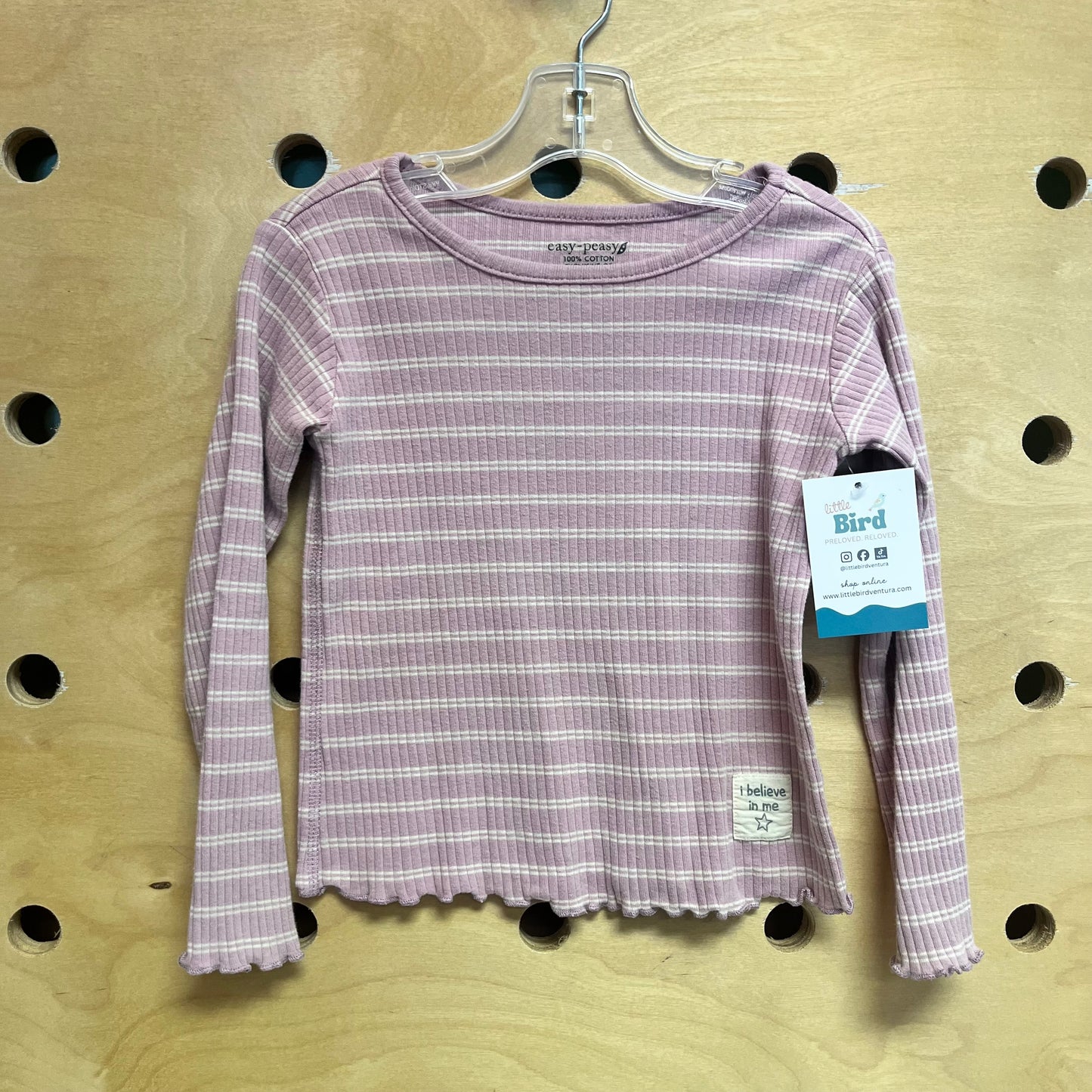 Lavender/White Striped Cotton LS