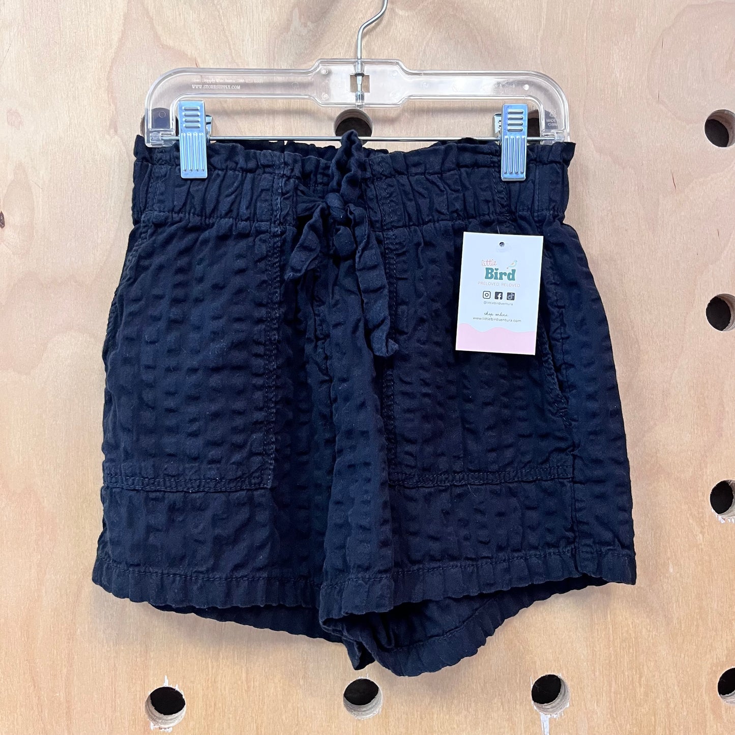 Black Belted Textured Shorts