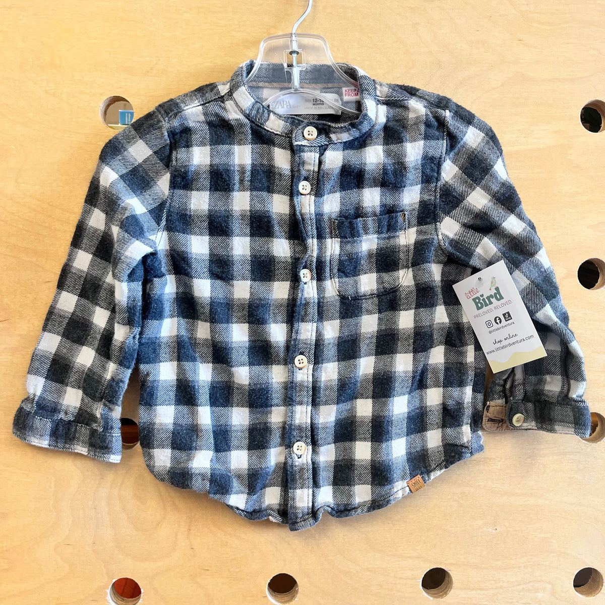 Grey/White Plaid Button Up