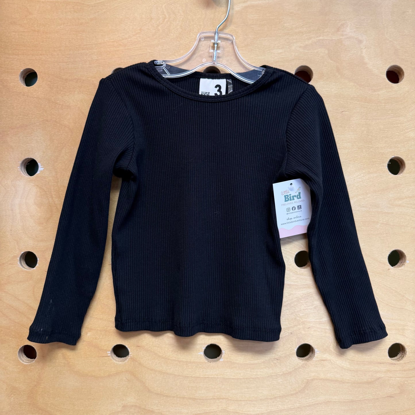 Black Ribbed LS