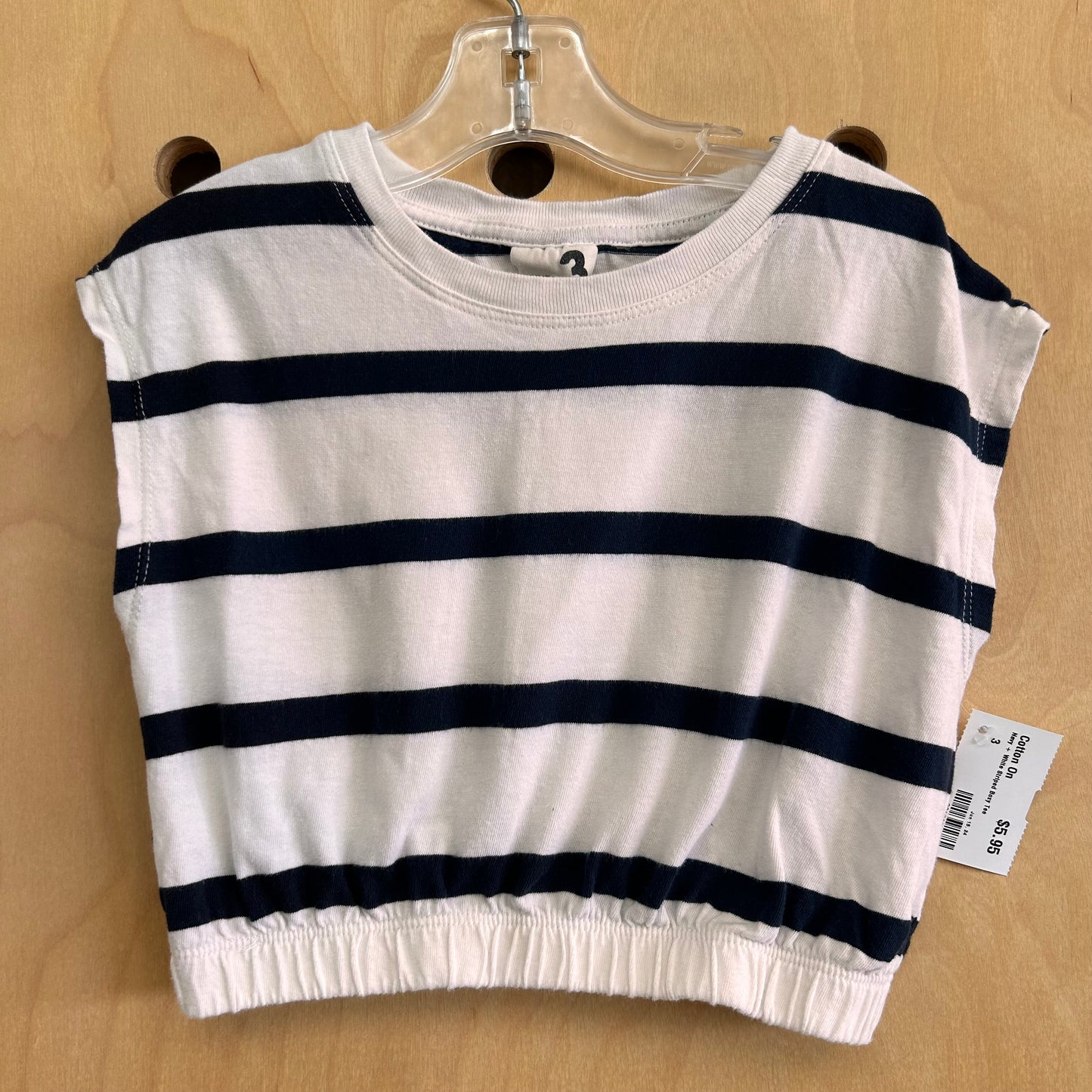 Navy + White Striped Boxy Tee