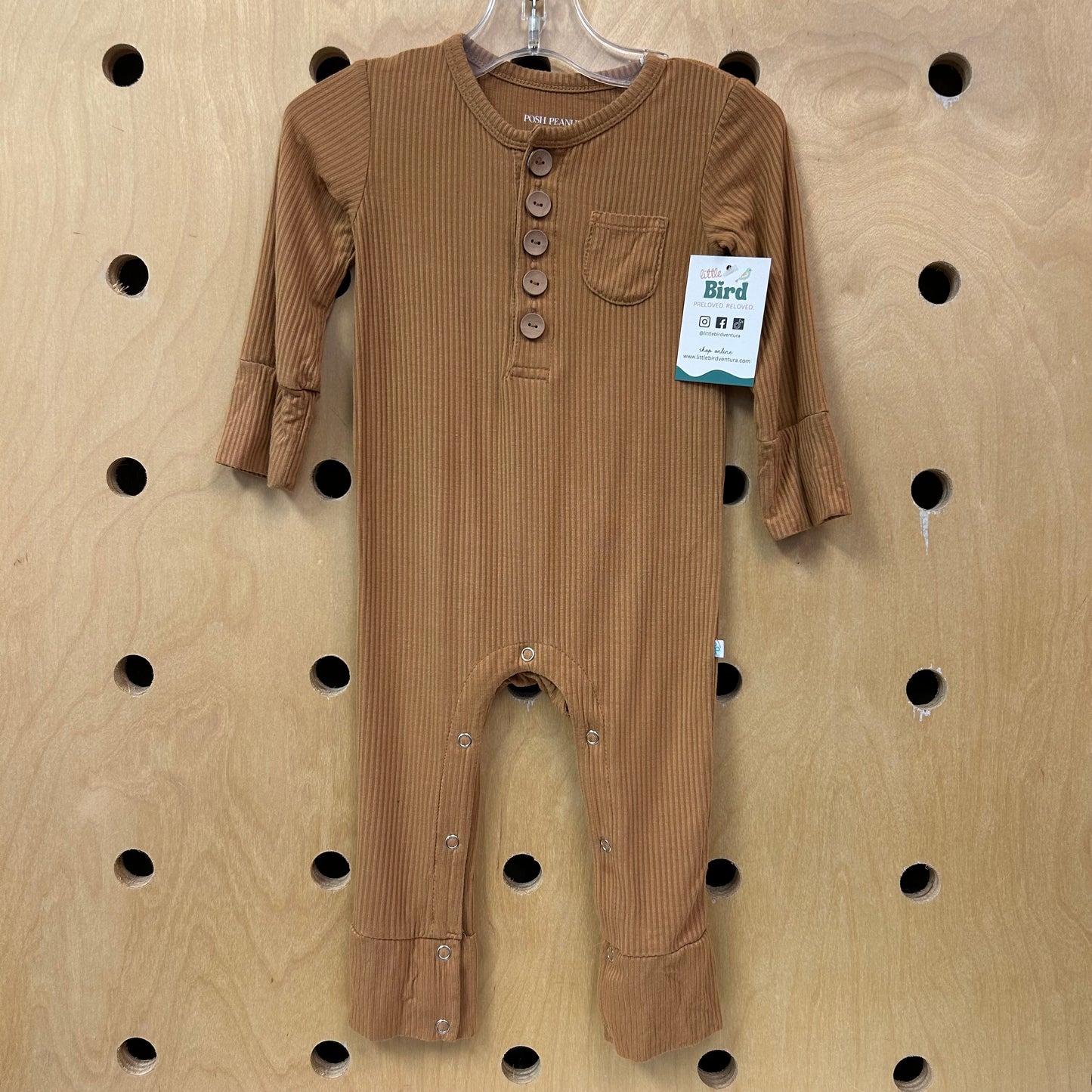 Brown Ribbed Bamboo Romper