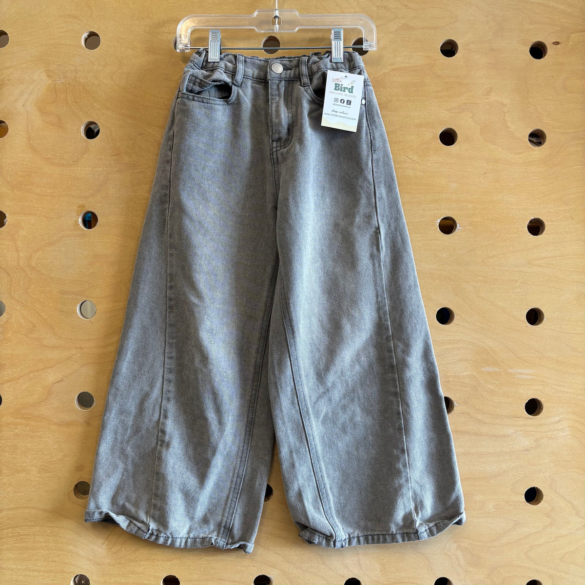 Grey Wide Leg Denim Pants