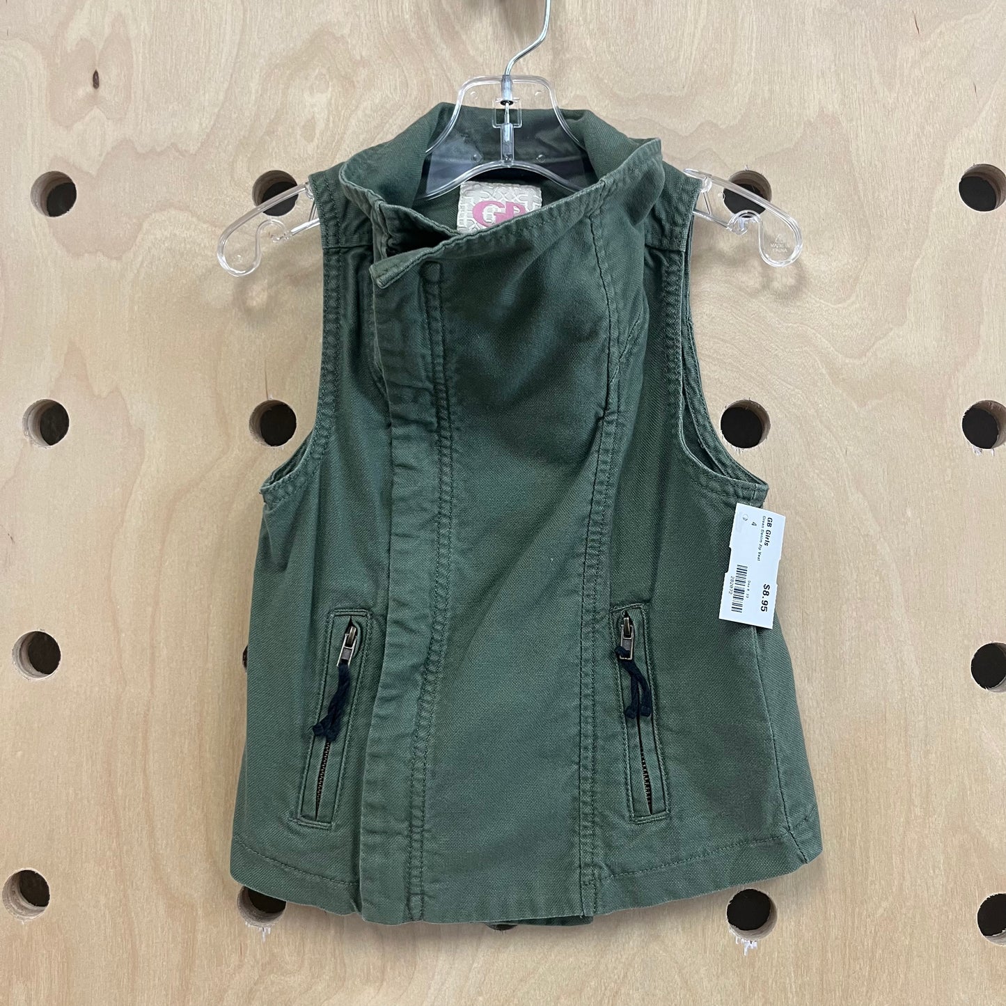 Green Denim Zip Vest
