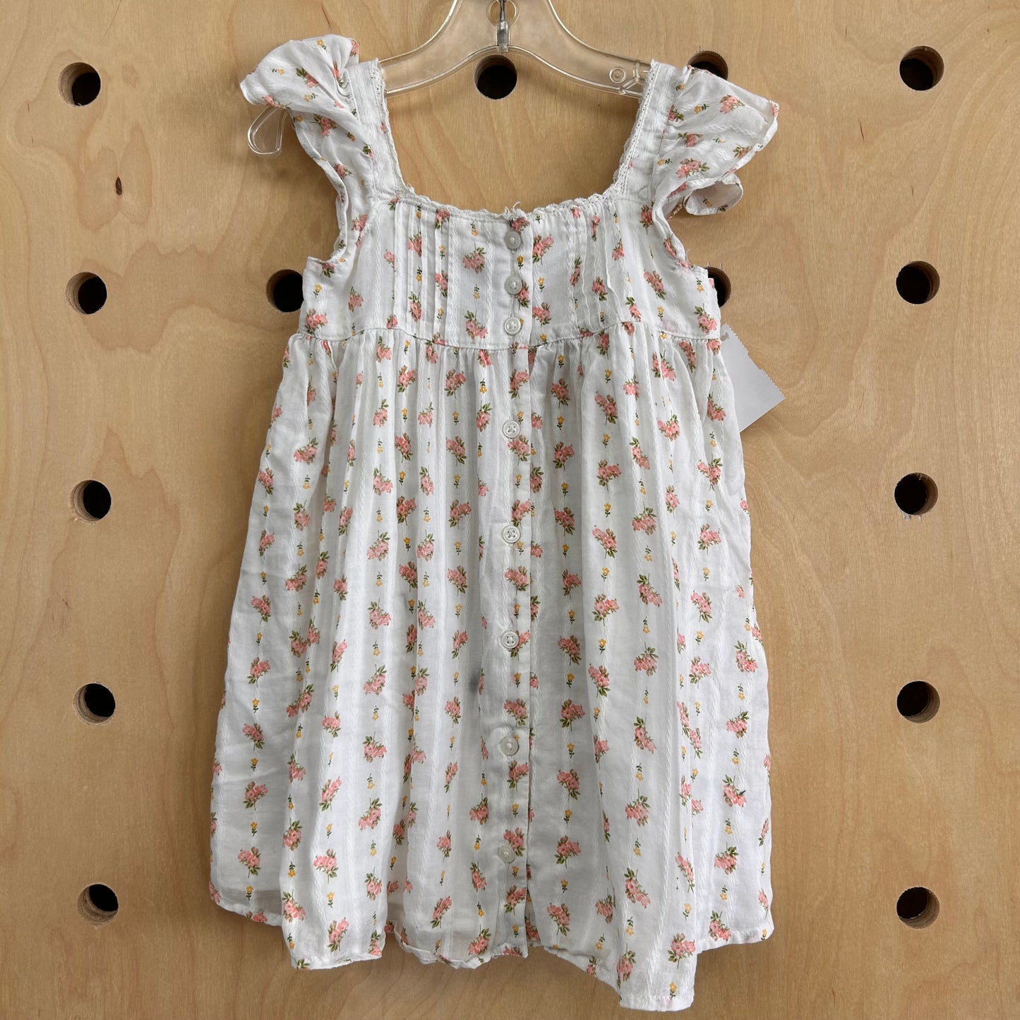 White Floral Button Down Dress