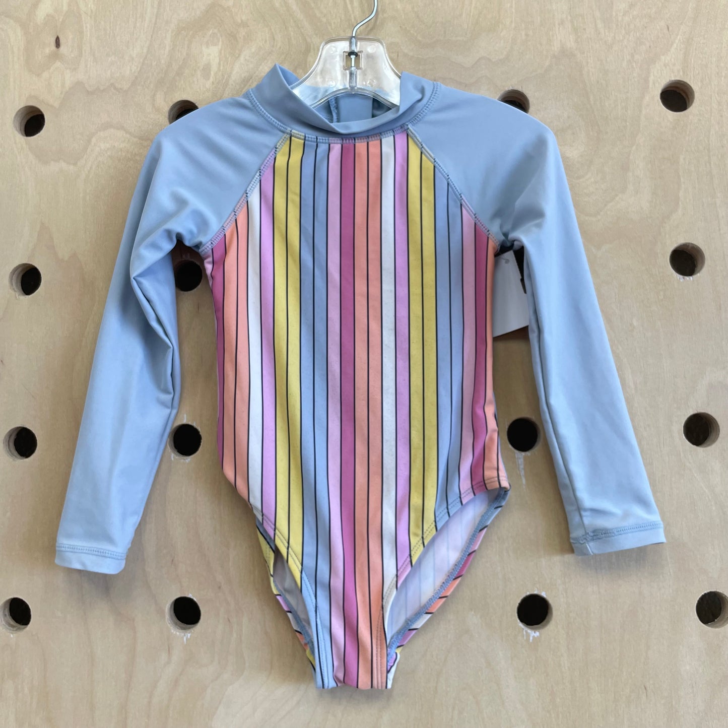 Blue Colorful Striped Swimsuit