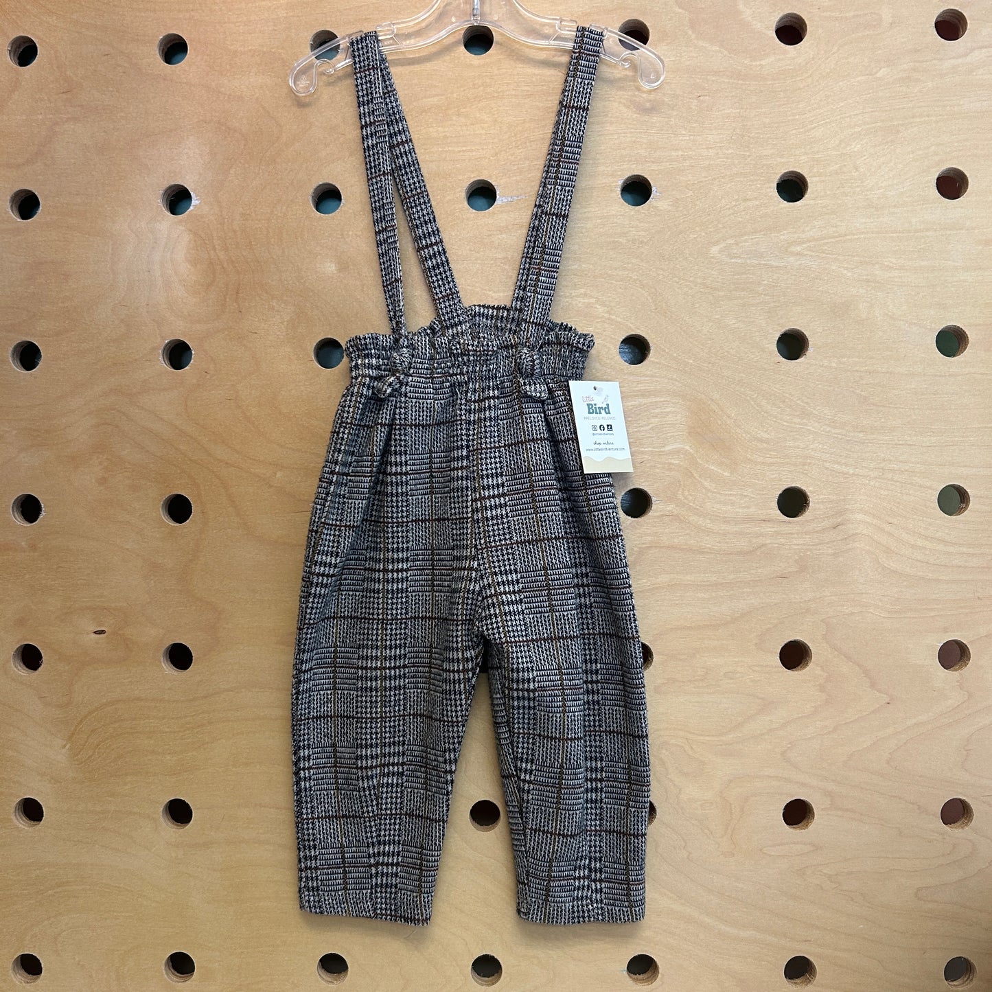 Knit Houndstooth Suspender Pants