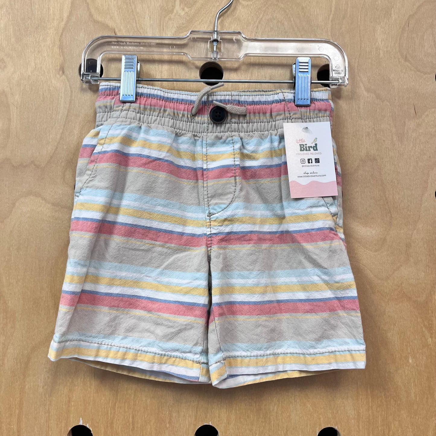 Striped Elastic Waist Shorts