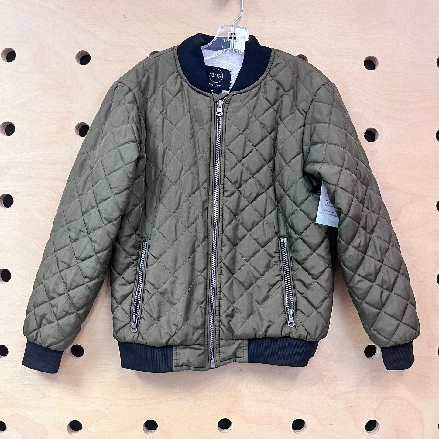 Green Quilted Bomber Jacket
