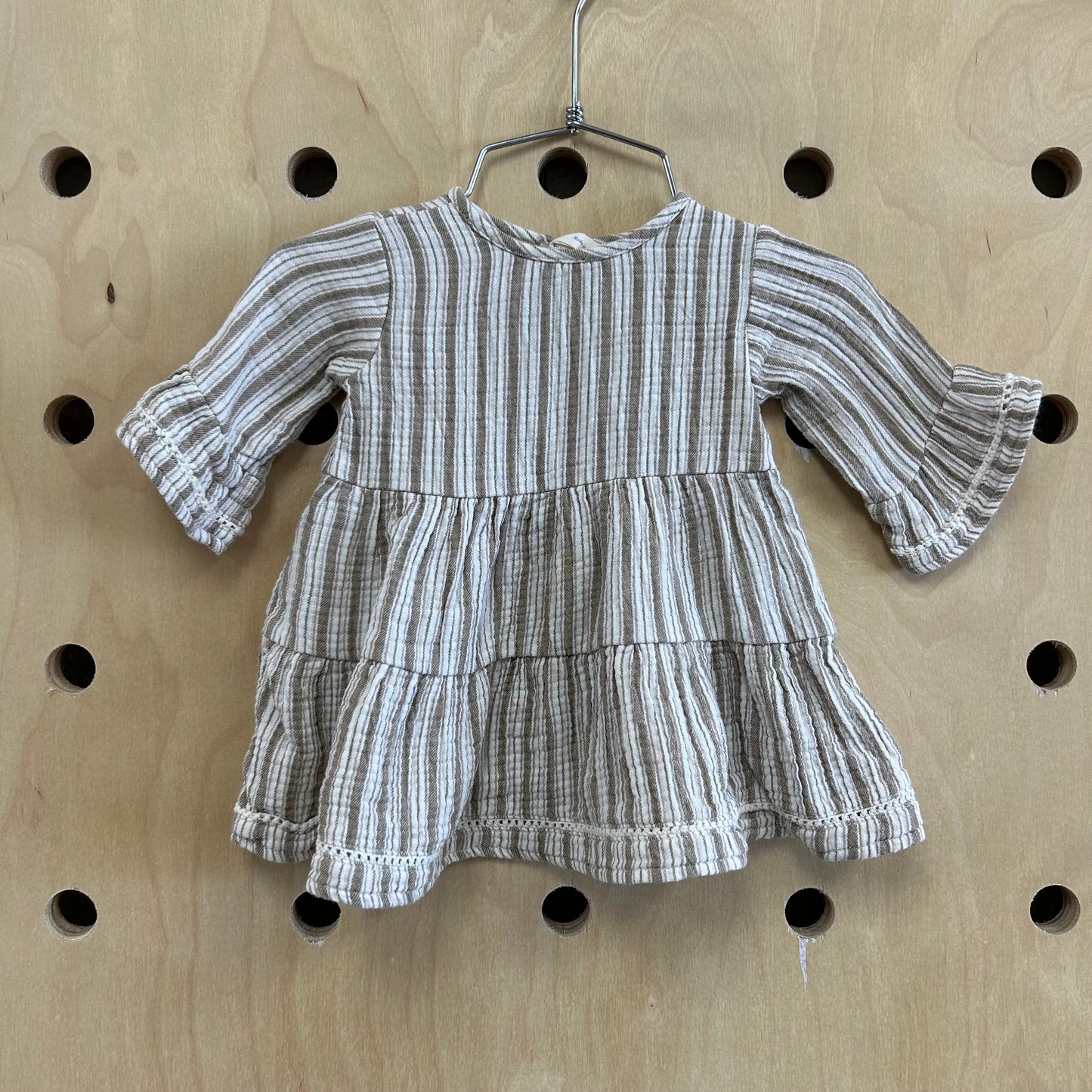 Taupe Striped Muslin Dress