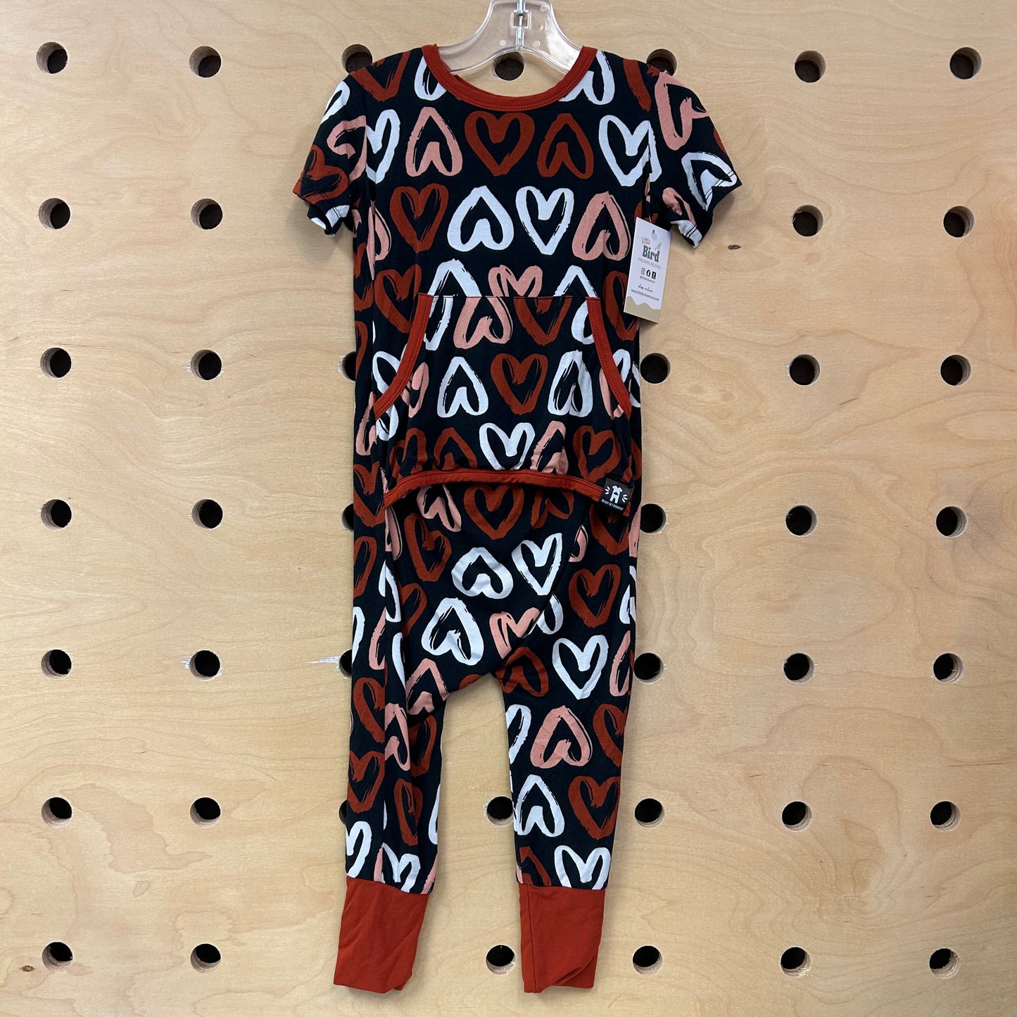Black Hearts Bamboo Romper