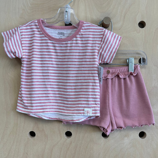 Pink Striped Top & Shorts