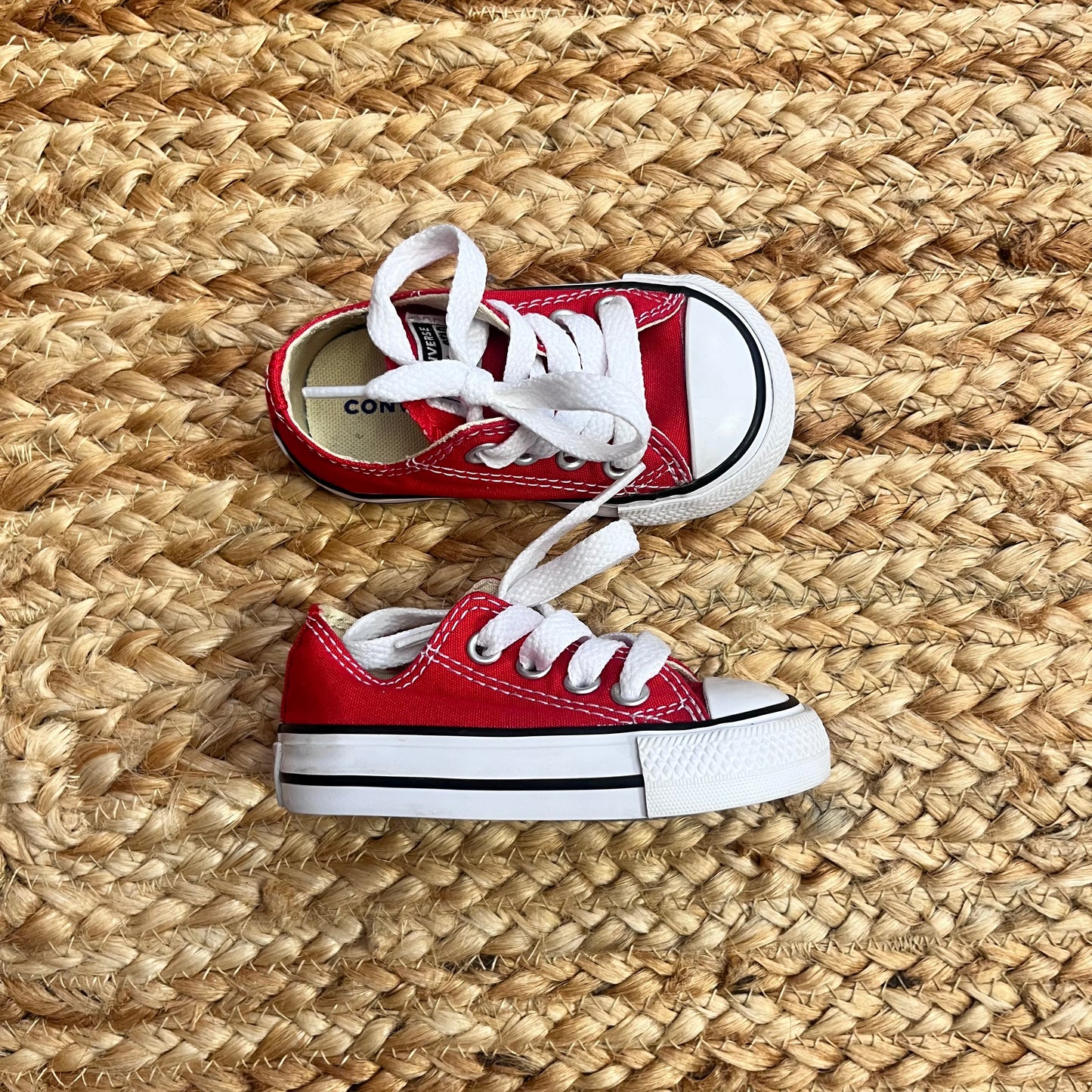 Red Low-Top Lace Sneakers