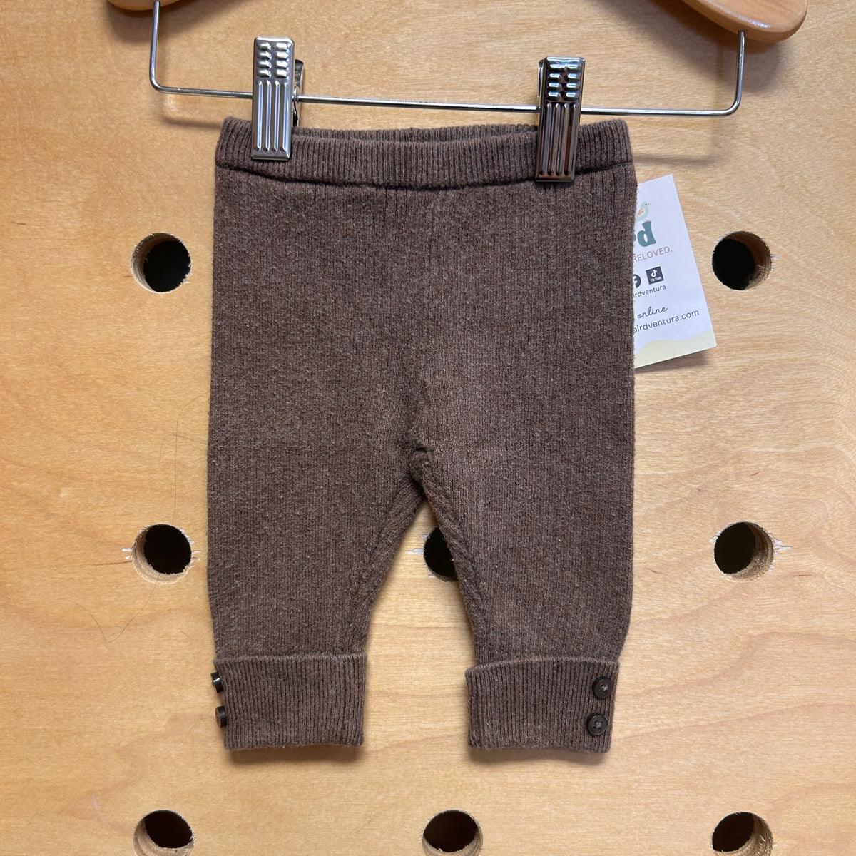 Brown Cuffed Ribbed Leggings