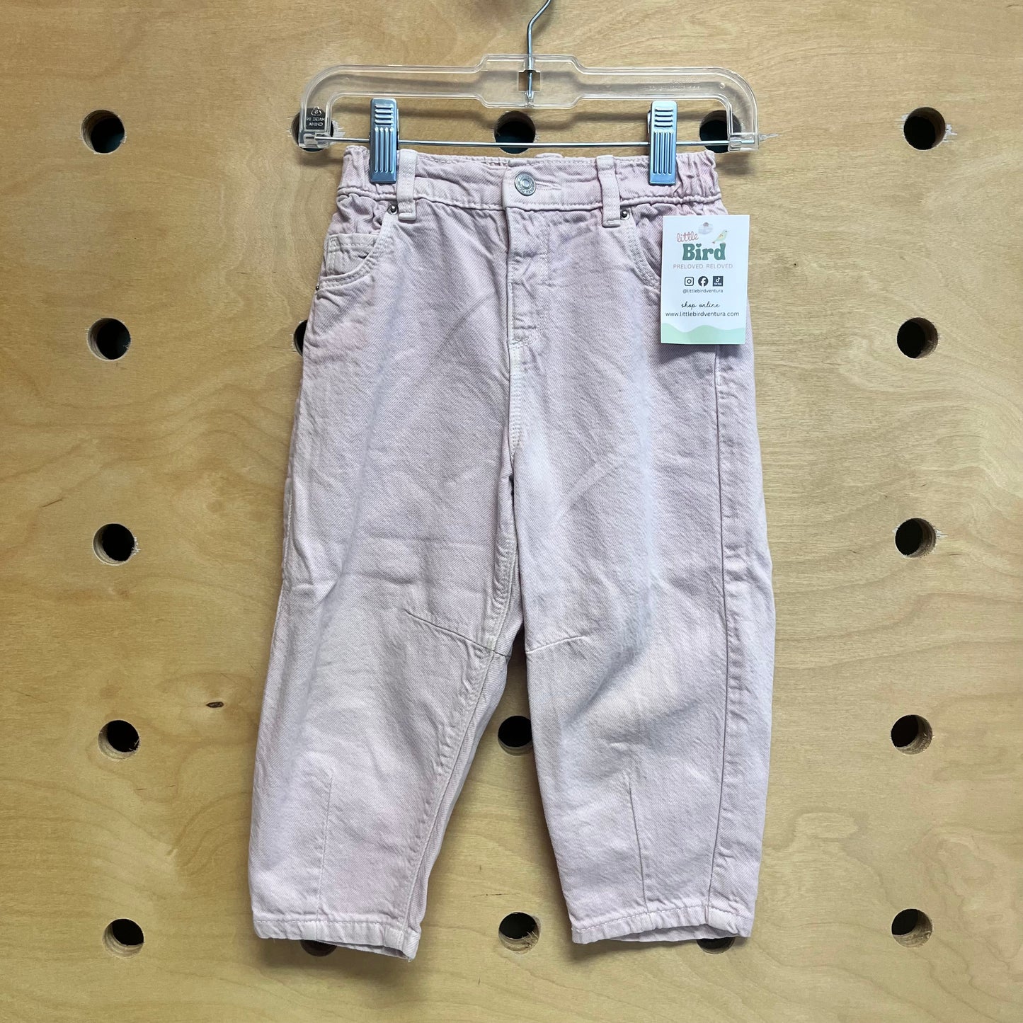 Pink Soft Denim Pull On Pants