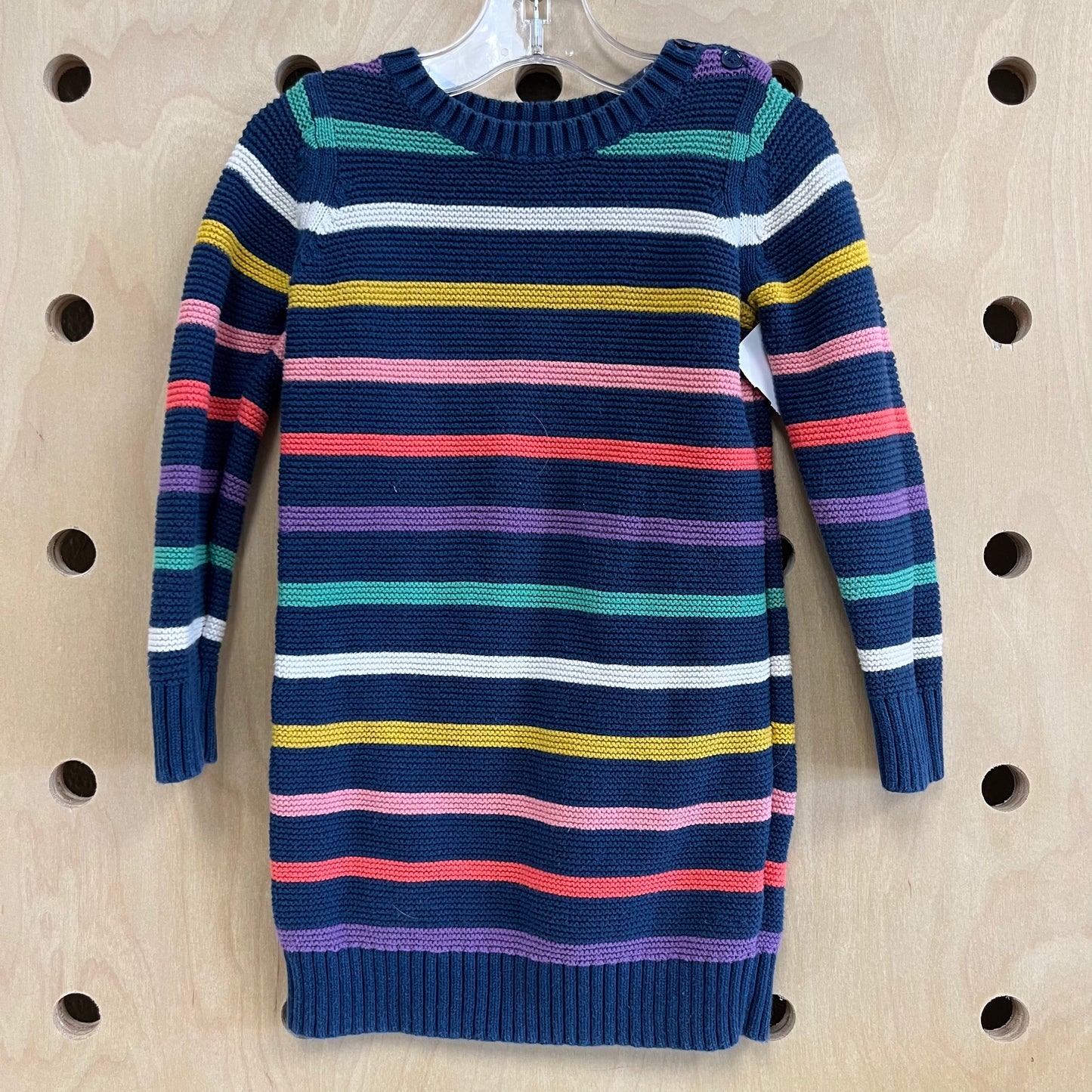 Blue Colorful Striped Knit Dress