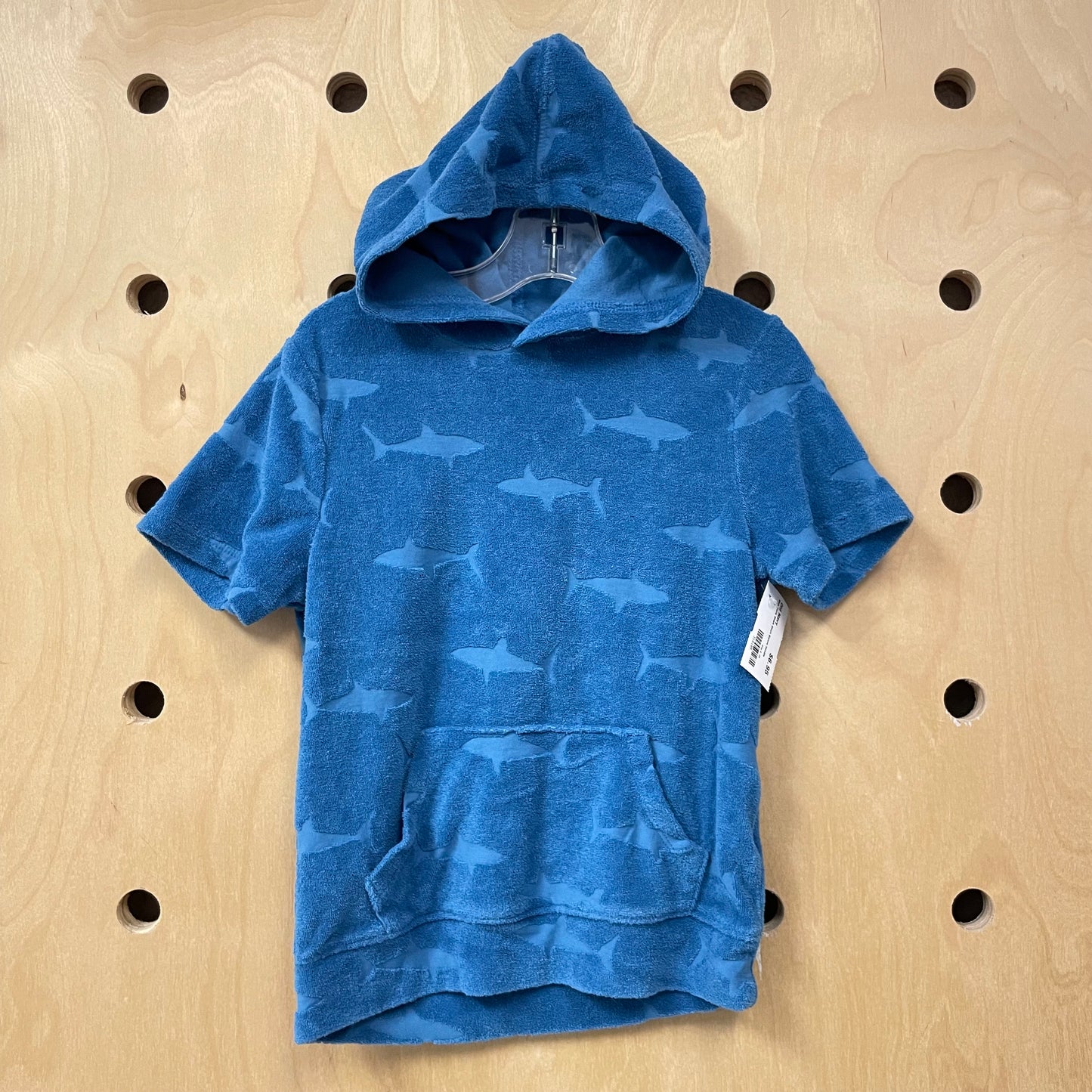 Blue Terry Shark Short Sleeve Hoodie