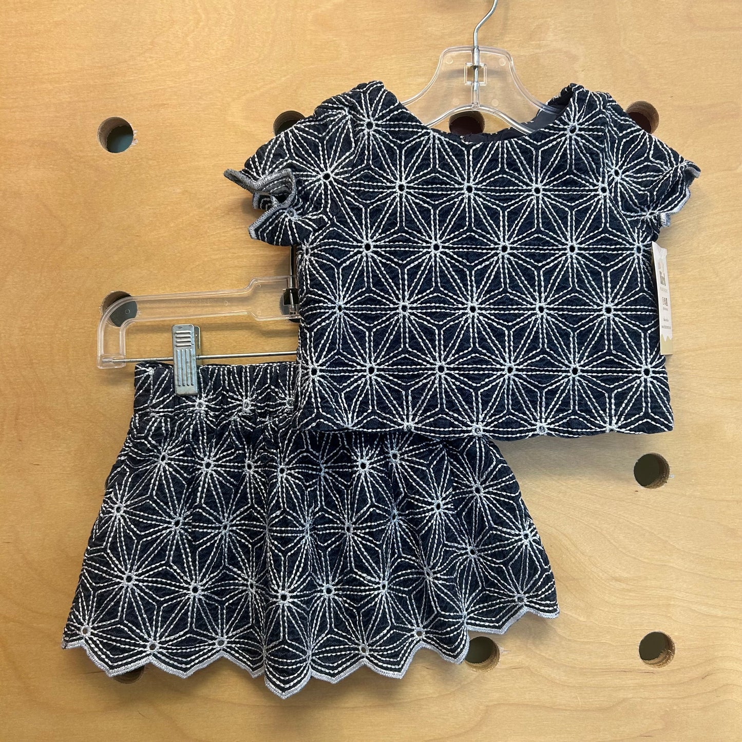 Blue/White Eyelet Top & Shorts