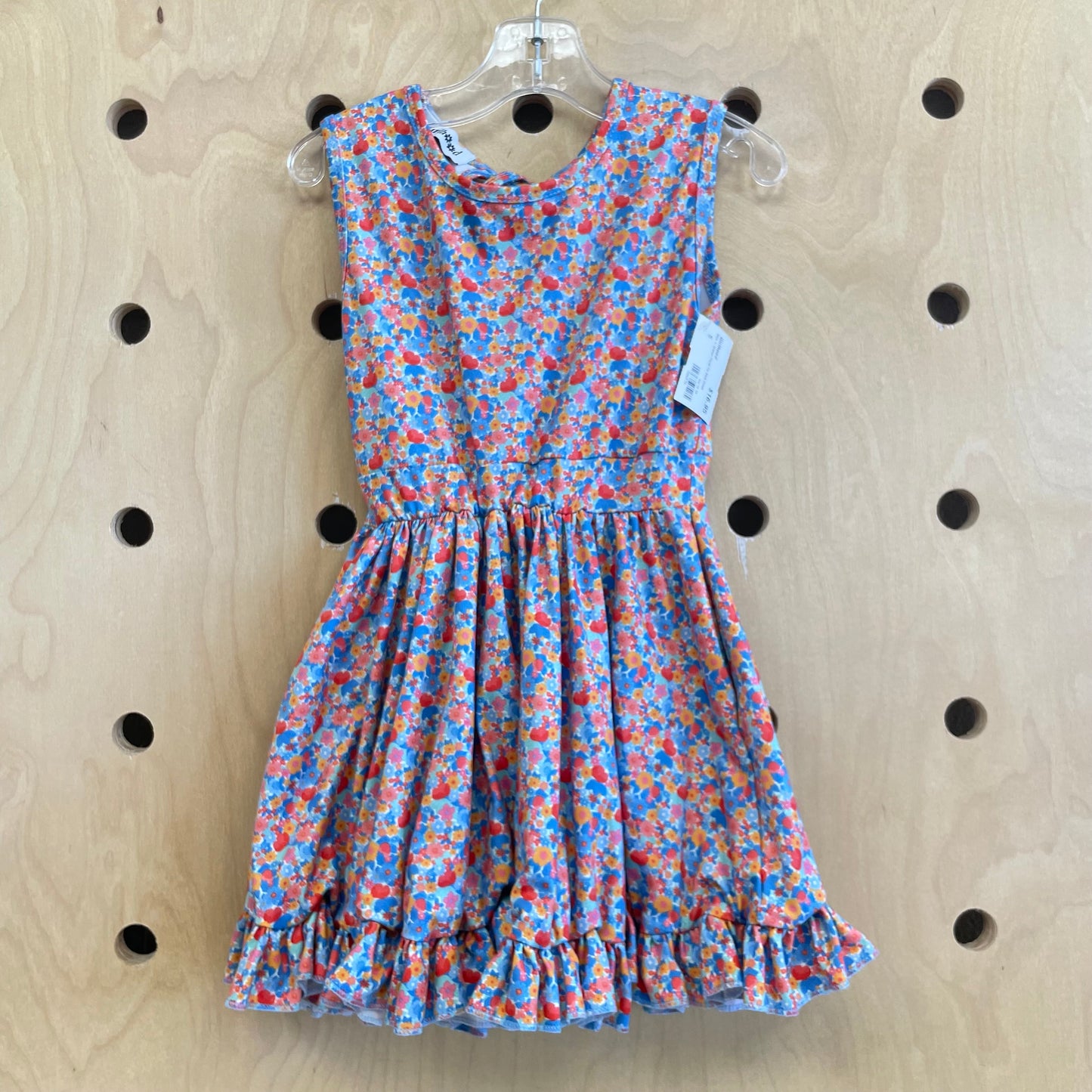 Blue + Orange Floral Tie Back Dress