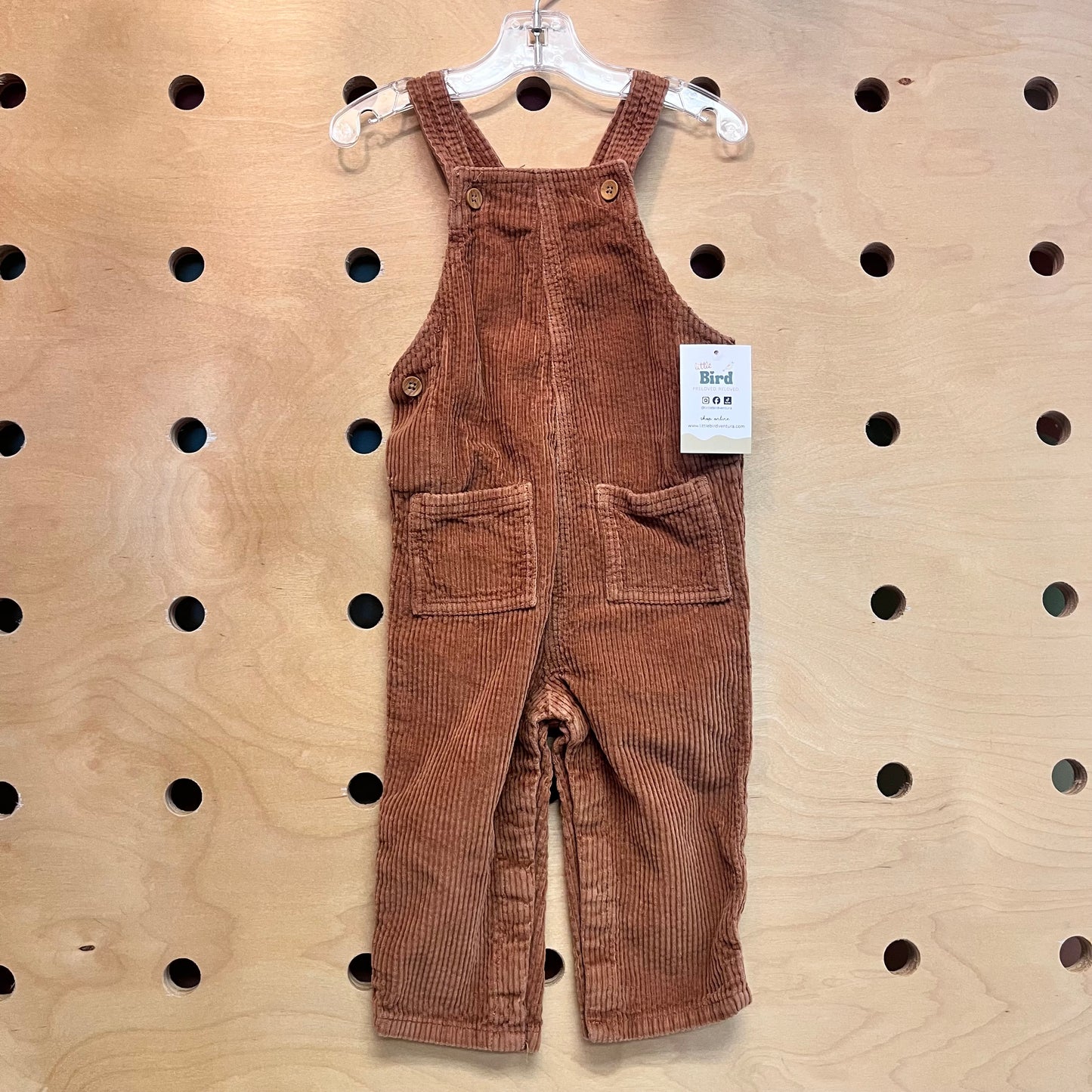 Organic Brown Ribbed Overalls