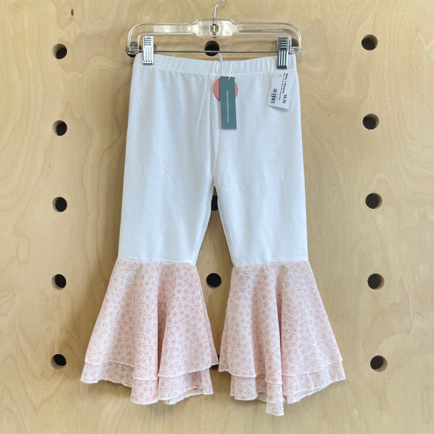 White & Floral Chiffon Bell Bottoms NEW!