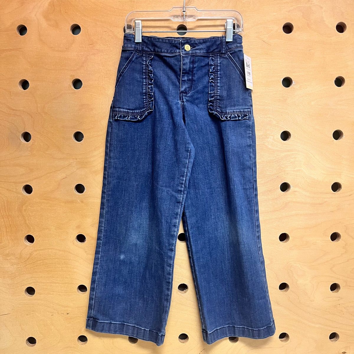 Wide Leg Ruffle Pocket Denim