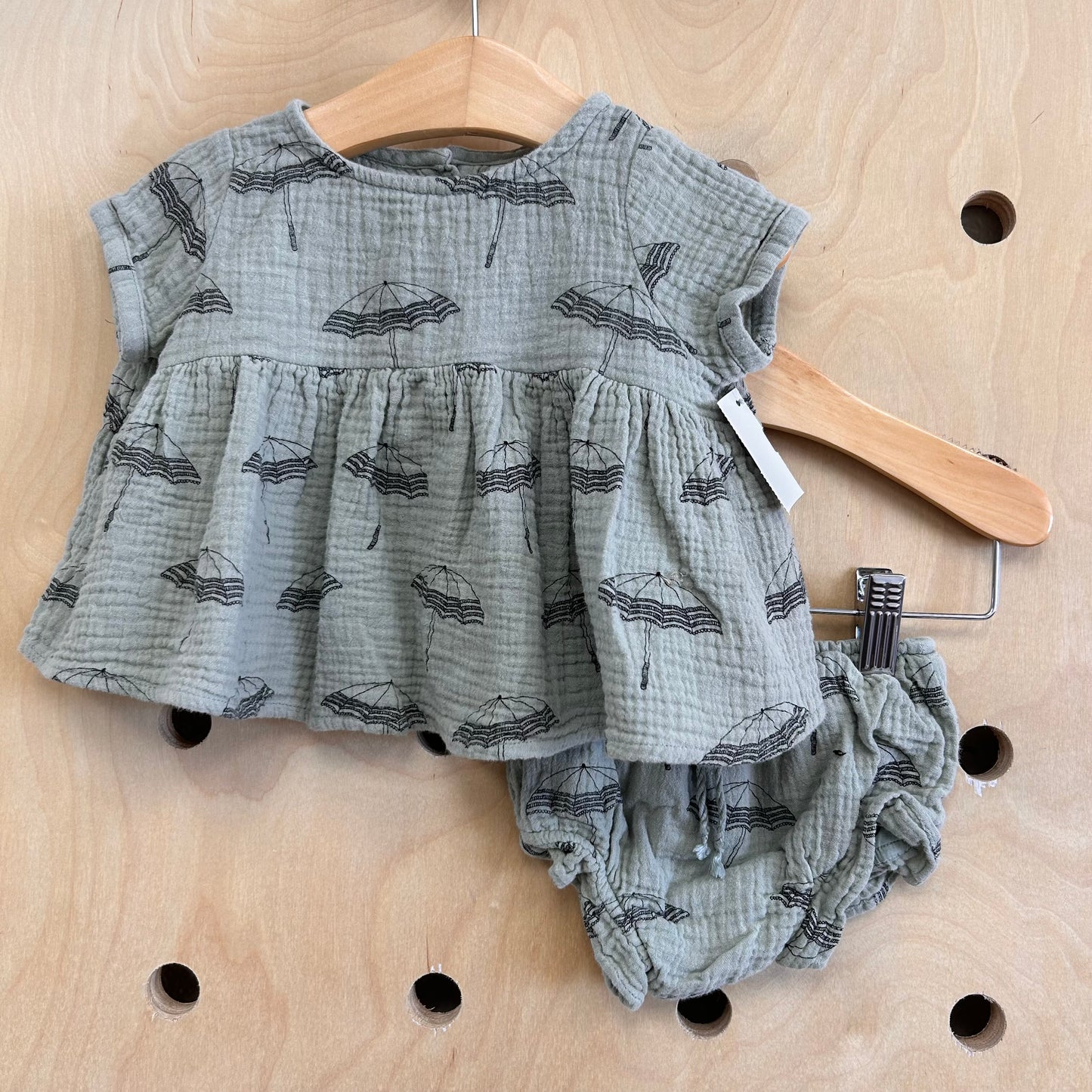 Green Beach Umbrella Dress+Bloomers
