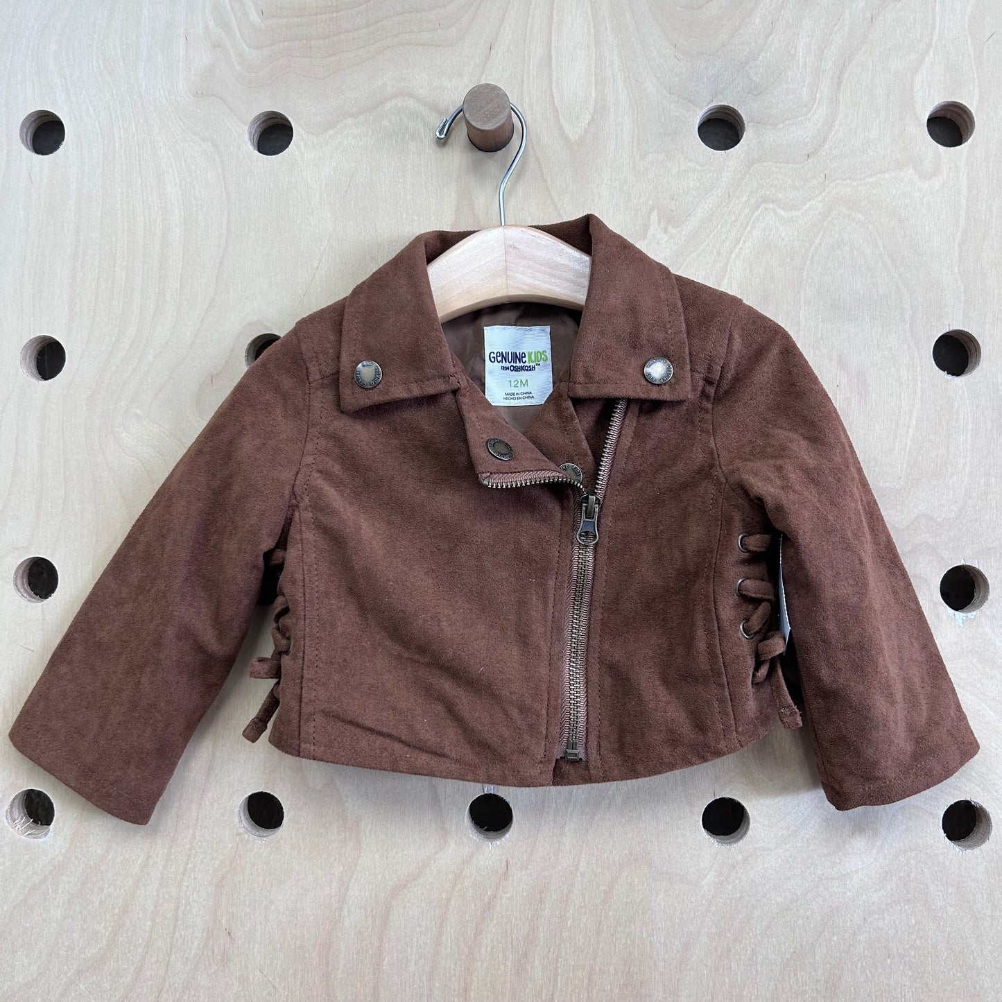 Brown Suede Like Zippered Jacket
