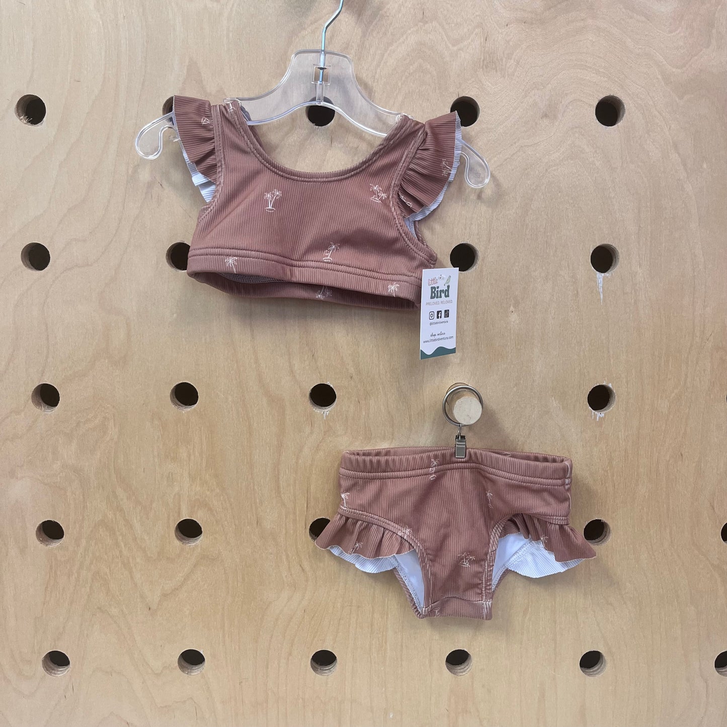 Brown Ribbed Palms Swimsuit