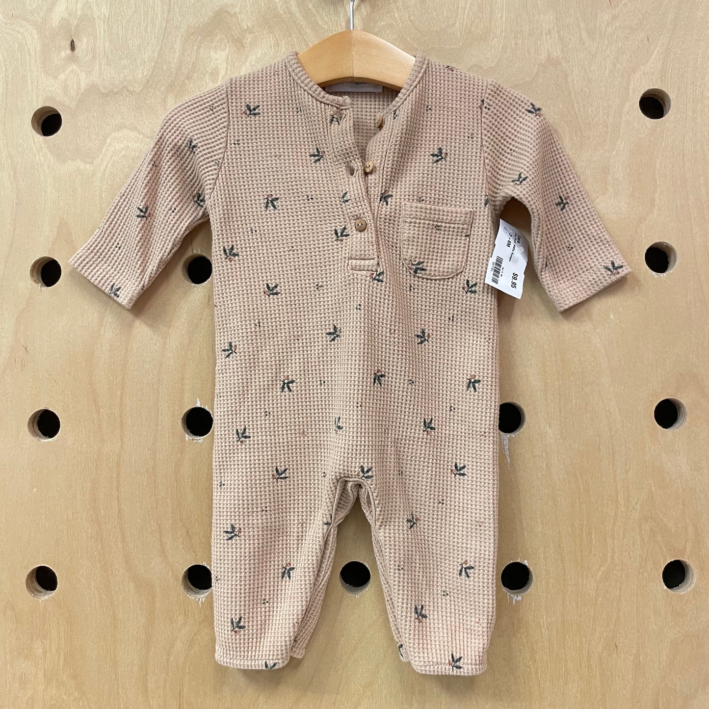 Tan Floral Waffle Romper