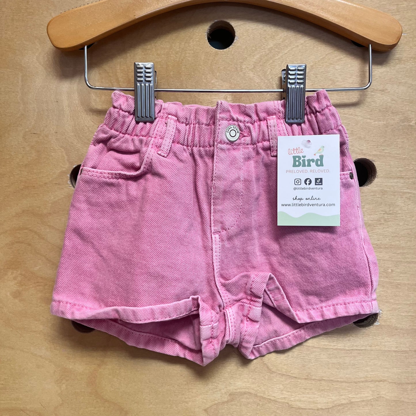 Pink Denim Flowy Shorts