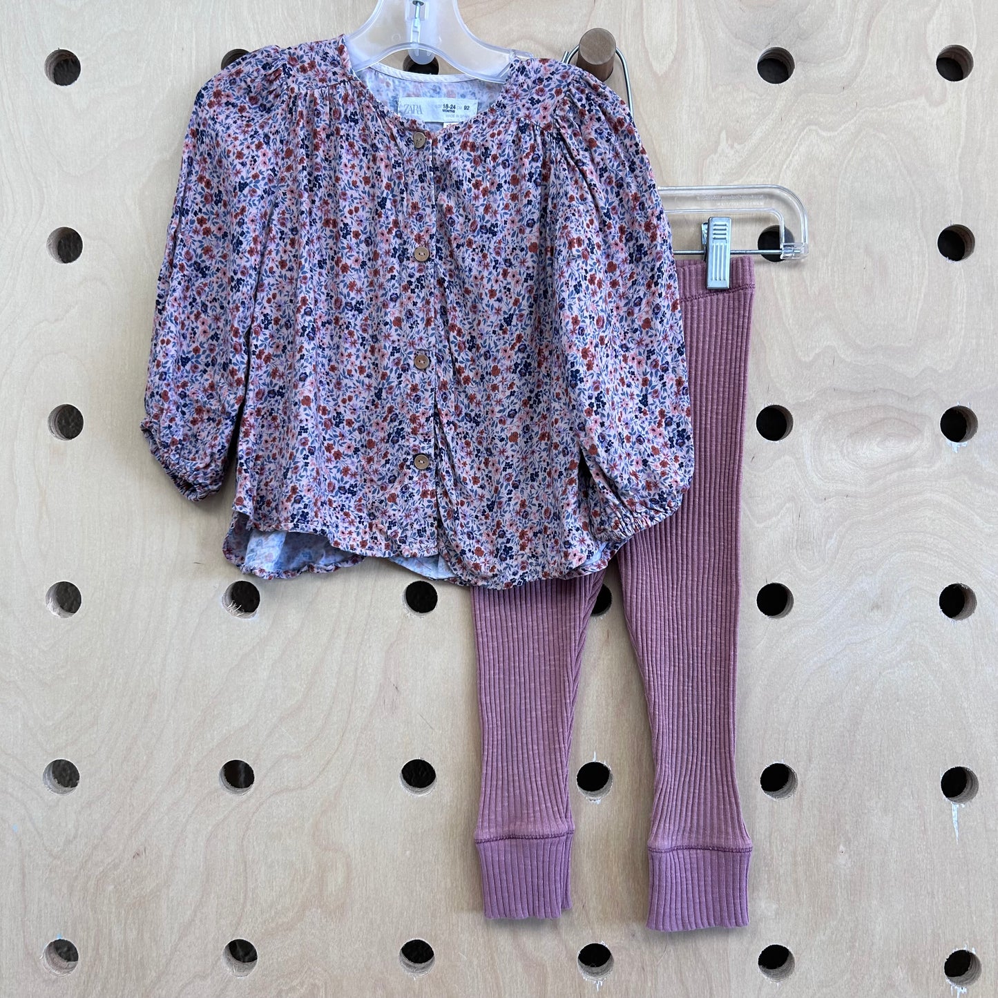 Mauve Floral Top & Leggings