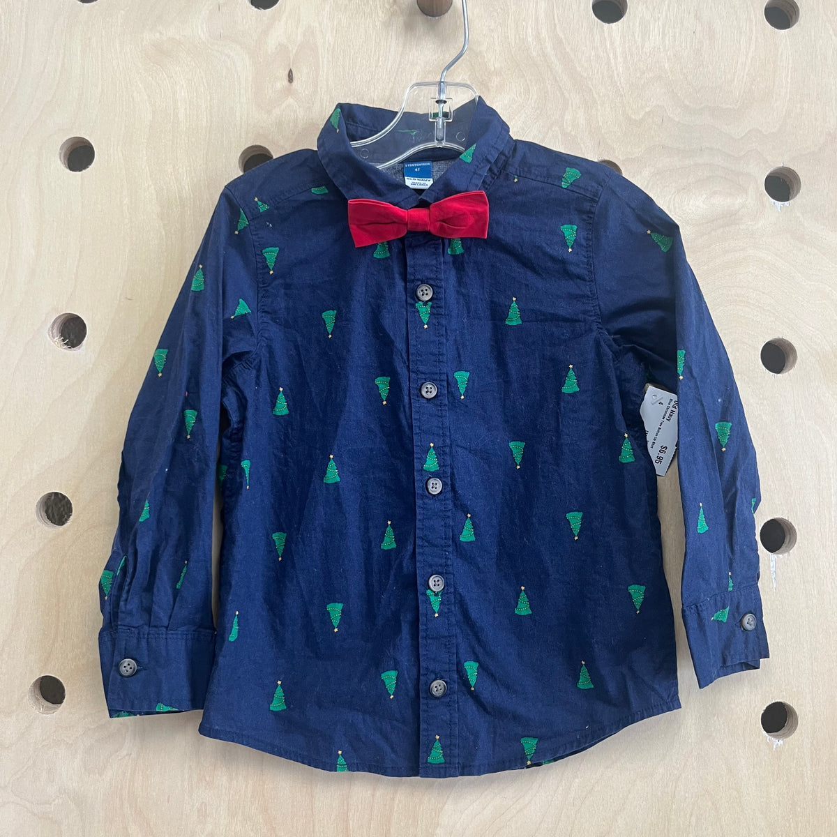 Blue Christmas Tree Button Up Shirt