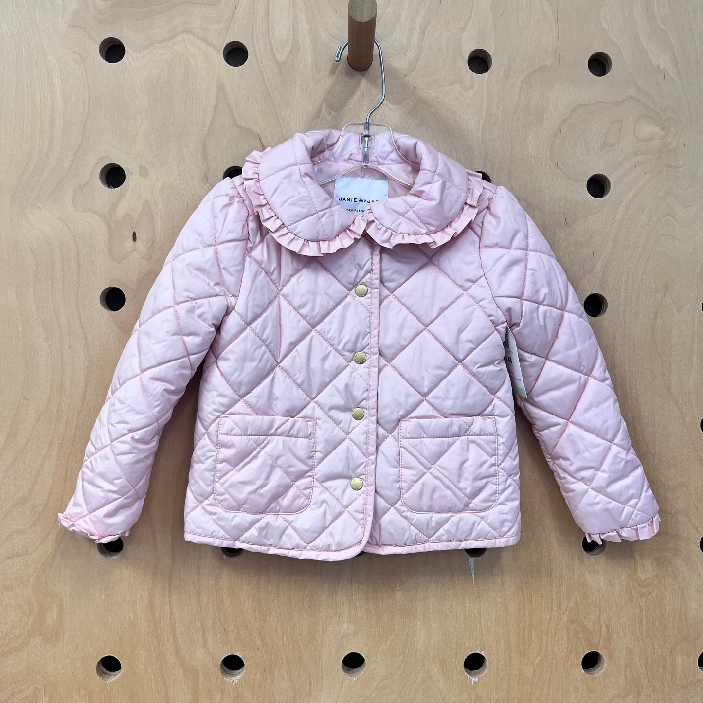 Pink Quilted Snap Puffer Coat